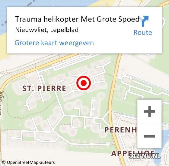 Locatie op kaart van de 112 melding: Trauma helikopter Met Grote Spoed Naar Nieuwvliet, Lepelblad op 13 augustus 2024 09:31