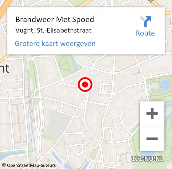 Locatie op kaart van de 112 melding: Brandweer Met Spoed Naar Vught, St.-Elisabethstraat op 13 augustus 2024 09:48