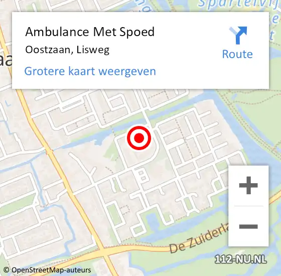 Locatie op kaart van de 112 melding: Ambulance Met Spoed Naar Oostzaan, Lisweg op 13 augustus 2024 09:50