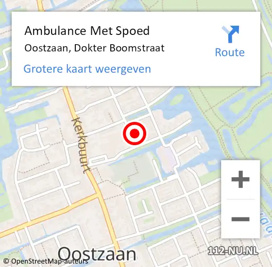 Locatie op kaart van de 112 melding: Ambulance Met Spoed Naar Oostzaan, Dokter Boomstraat op 13 augustus 2024 10:14