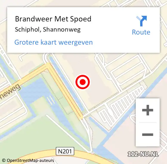 Locatie op kaart van de 112 melding: Brandweer Met Spoed Naar Schiphol, Shannonweg op 13 augustus 2024 10:16