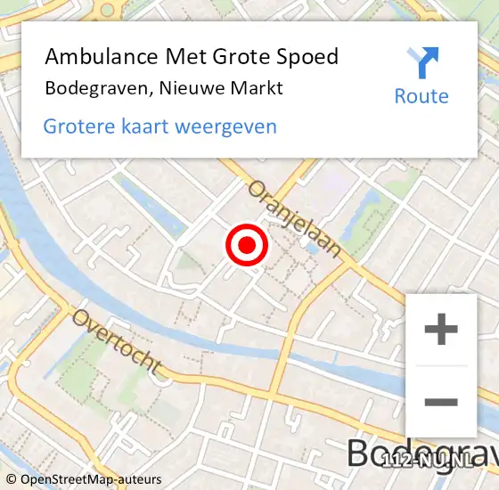 Locatie op kaart van de 112 melding: Ambulance Met Grote Spoed Naar Bodegraven, Nieuwe Markt op 13 augustus 2024 10:24