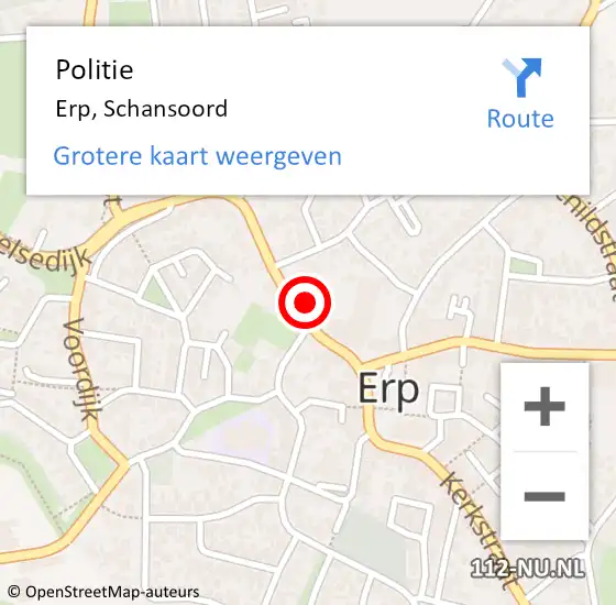 Locatie op kaart van de 112 melding: Politie Erp, Schansoord op 13 augustus 2024 10:27