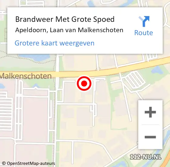 Locatie op kaart van de 112 melding: Brandweer Met Grote Spoed Naar Apeldoorn, Laan van Malkenschoten op 13 augustus 2024 10:34