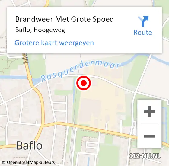 Locatie op kaart van de 112 melding: Brandweer Met Grote Spoed Naar Baflo, Hoogeweg op 13 augustus 2024 10:47