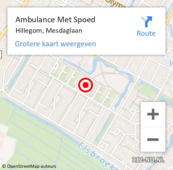 Locatie op kaart van de 112 melding: Ambulance Met Spoed Naar Hillegom, Mesdaglaan op 13 augustus 2024 10:51