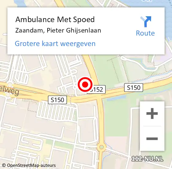 Locatie op kaart van de 112 melding: Ambulance Met Spoed Naar Zaandam, Pieter Ghijsenlaan op 13 augustus 2024 10:56