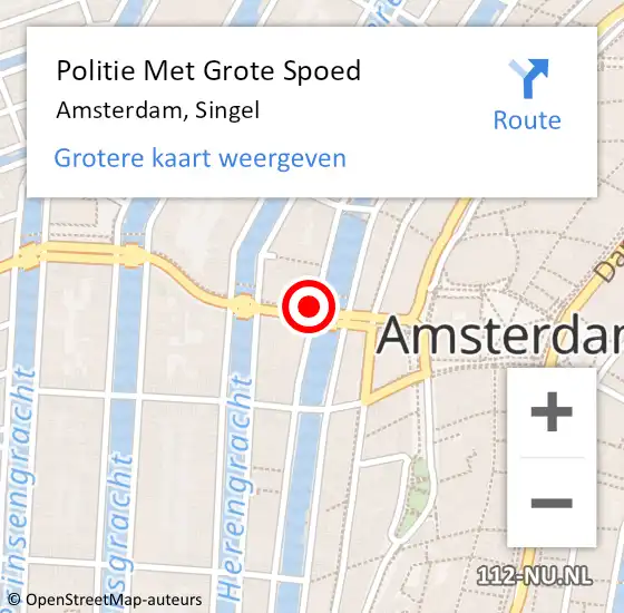 Locatie op kaart van de 112 melding: Politie Met Grote Spoed Naar Amsterdam, Singel op 13 augustus 2024 10:59