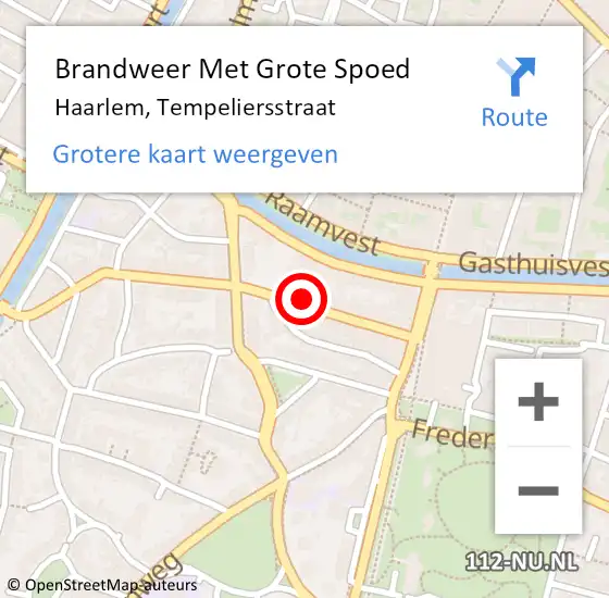 Locatie op kaart van de 112 melding: Brandweer Met Grote Spoed Naar Haarlem, Tempeliersstraat op 13 augustus 2024 11:25