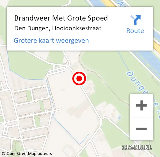 Locatie op kaart van de 112 melding: Brandweer Met Grote Spoed Naar Den Dungen, Hooidonksestraat op 13 augustus 2024 11:30