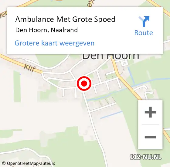 Locatie op kaart van de 112 melding: Ambulance Met Grote Spoed Naar Den Hoorn, Naalrand op 13 augustus 2024 11:42