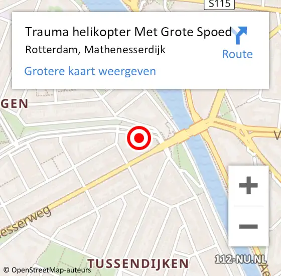 Locatie op kaart van de 112 melding: Trauma helikopter Met Grote Spoed Naar Rotterdam, Mathenesserdijk op 13 augustus 2024 11:52