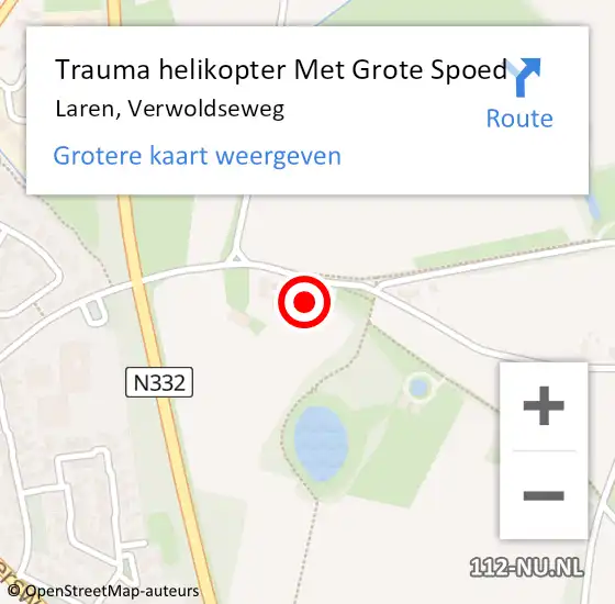 Locatie op kaart van de 112 melding: Trauma helikopter Met Grote Spoed Naar Laren, Verwoldseweg op 13 augustus 2024 11:52