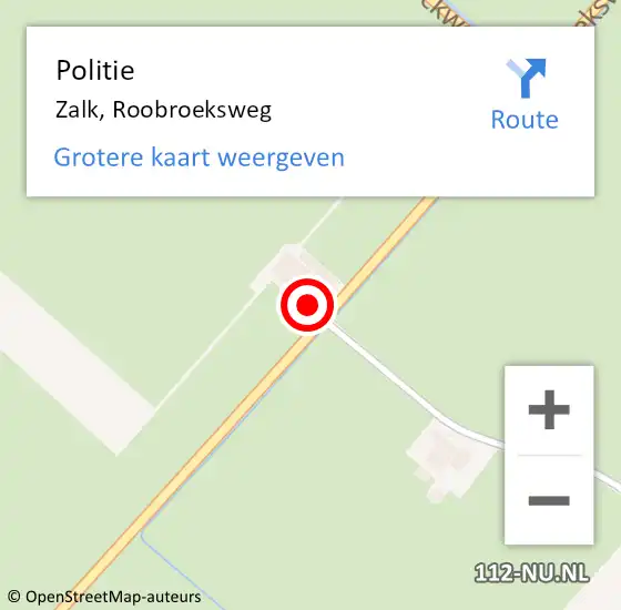 Locatie op kaart van de 112 melding: Politie Zalk, Roobroeksweg op 13 augustus 2024 11:56