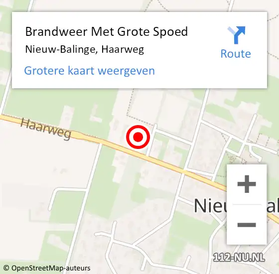 Locatie op kaart van de 112 melding: Brandweer Met Grote Spoed Naar Nieuw-Balinge, Haarweg op 9 september 2013 22:00