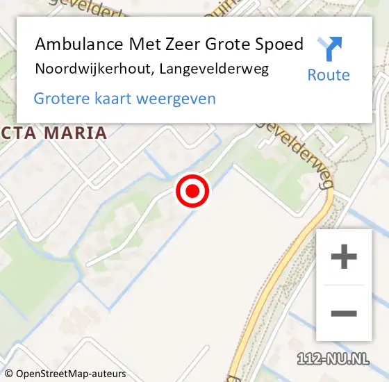 Locatie op kaart van de 112 melding: Ambulance Met Zeer Grote Spoed Naar Noordwijkerhout, Langevelderweg op 13 augustus 2024 12:10