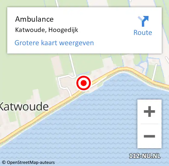 Locatie op kaart van de 112 melding: Ambulance Katwoude, Hoogedijk op 13 augustus 2024 12:23