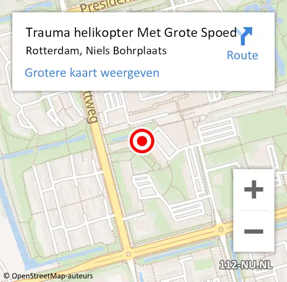 Locatie op kaart van de 112 melding: Trauma helikopter Met Grote Spoed Naar Rotterdam, Niels Bohrplaats op 13 augustus 2024 12:26