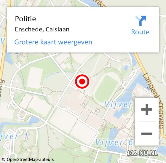 Locatie op kaart van de 112 melding: Politie Enschede, Calslaan op 13 augustus 2024 12:29