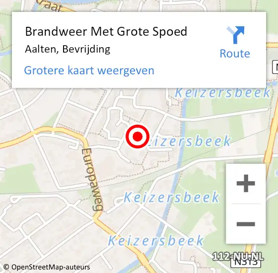 Locatie op kaart van de 112 melding: Brandweer Met Grote Spoed Naar Aalten, Bevrijding op 16 oktober 2014 09:17