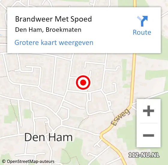 Locatie op kaart van de 112 melding: Brandweer Met Spoed Naar Den Ham, Broekmaten op 13 augustus 2024 12:42