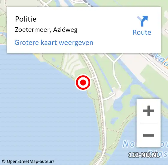 Locatie op kaart van de 112 melding: Politie Zoetermeer, Aziëweg op 13 augustus 2024 12:43