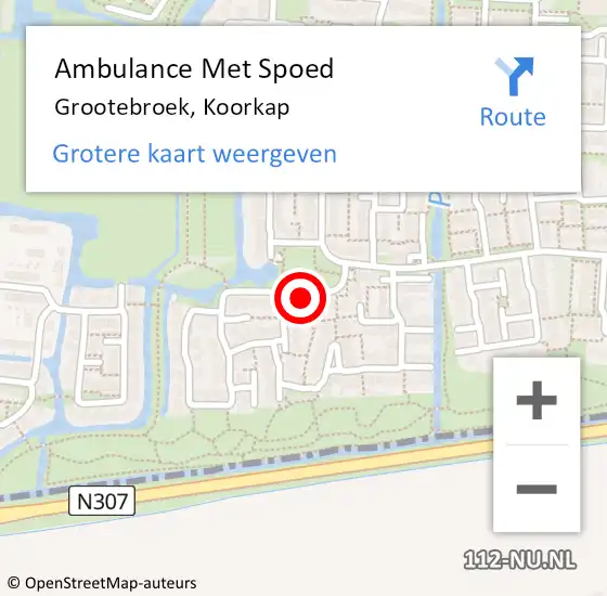 Locatie op kaart van de 112 melding: Ambulance Met Spoed Naar Grootebroek, Koorkap op 13 augustus 2024 12:48