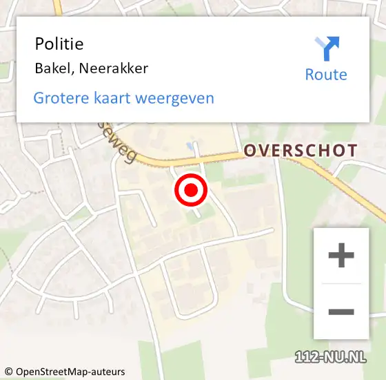 Locatie op kaart van de 112 melding: Politie Bakel, Neerakker op 13 augustus 2024 13:09