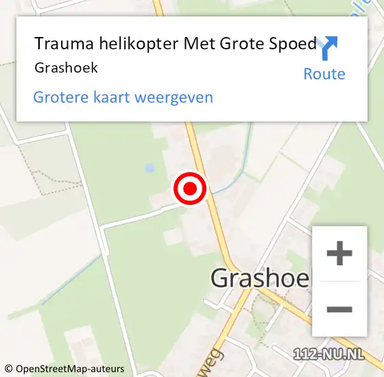 Locatie op kaart van de 112 melding: Trauma helikopter Met Grote Spoed Naar Grashoek op 13 augustus 2024 13:10