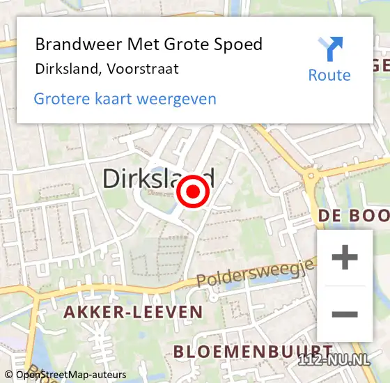 Locatie op kaart van de 112 melding: Brandweer Met Grote Spoed Naar Dirksland, Voorstraat op 13 augustus 2024 13:12