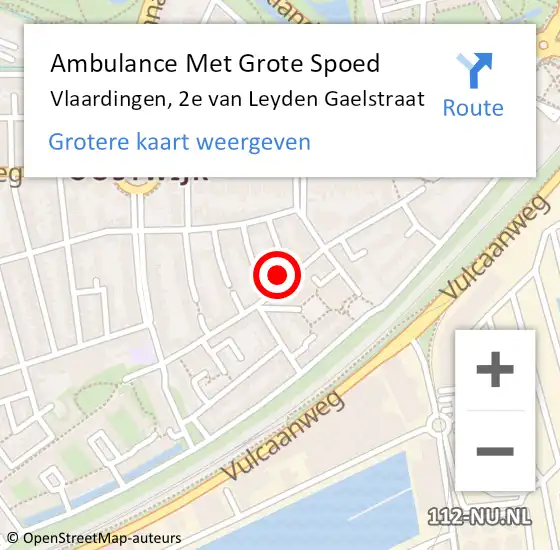 Locatie op kaart van de 112 melding: Ambulance Met Grote Spoed Naar Vlaardingen, 2e van Leyden Gaelstraat op 13 augustus 2024 14:08