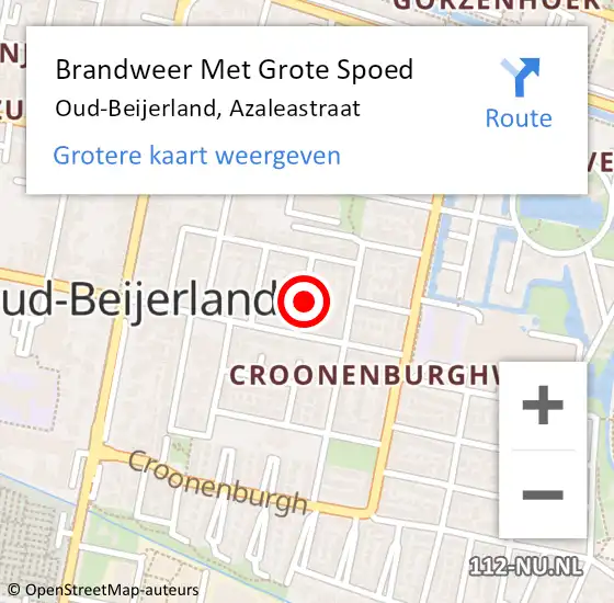 Locatie op kaart van de 112 melding: Brandweer Met Grote Spoed Naar Oud-Beijerland, Azaleastraat op 13 augustus 2024 14:18