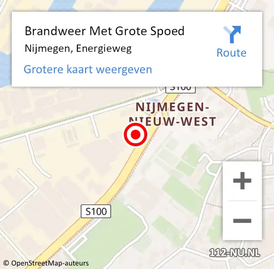 Locatie op kaart van de 112 melding: Brandweer Met Grote Spoed Naar Nijmegen, Energieweg op 13 augustus 2024 14:20