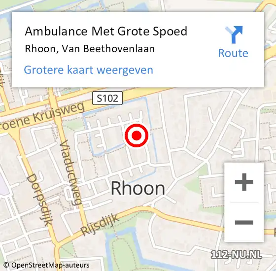 Locatie op kaart van de 112 melding: Ambulance Met Grote Spoed Naar Rhoon, Van Beethovenlaan op 13 augustus 2024 14:20