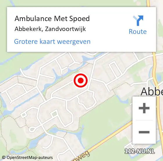 Locatie op kaart van de 112 melding: Ambulance Met Spoed Naar Abbekerk, Zandvoortwijk op 17 oktober 2013 18:59