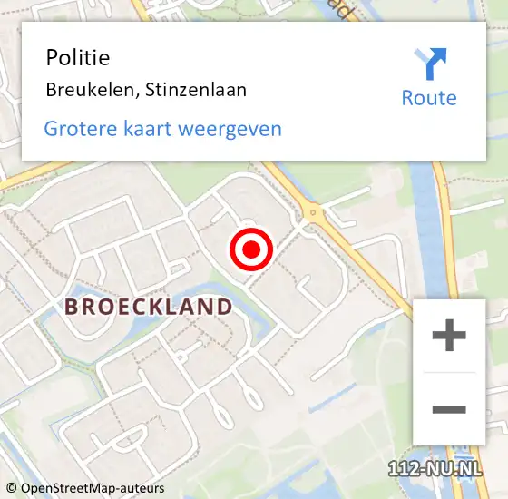 Locatie op kaart van de 112 melding: Politie Breukelen, Stinzenlaan op 13 augustus 2024 14:32