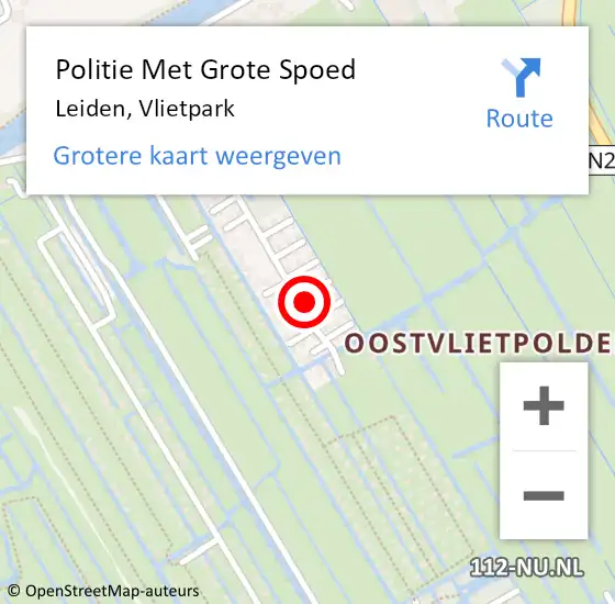 Locatie op kaart van de 112 melding: Politie Met Grote Spoed Naar Leiden, Vlietpark op 13 augustus 2024 14:40