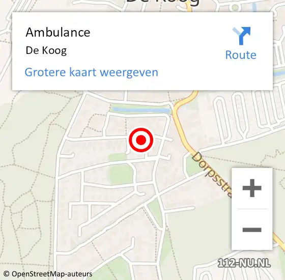 Locatie op kaart van de 112 melding: Ambulance De Koog op 13 augustus 2024 14:57