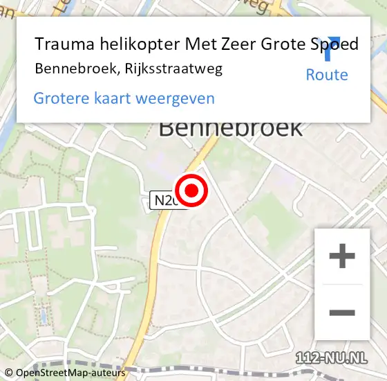 Locatie op kaart van de 112 melding: Trauma helikopter Met Zeer Grote Spoed Naar Bennebroek, Rijksstraatweg op 13 augustus 2024 15:12