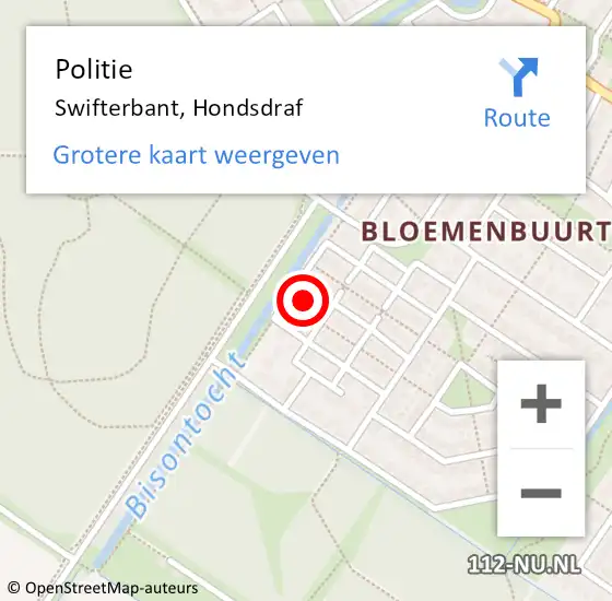 Locatie op kaart van de 112 melding: Politie Swifterbant, Hondsdraf op 13 augustus 2024 15:17