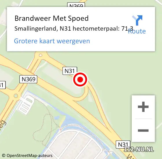 Locatie op kaart van de 112 melding: Brandweer Met Spoed Naar Smallingerland, N31 hectometerpaal: 71,3 op 13 augustus 2024 15:31