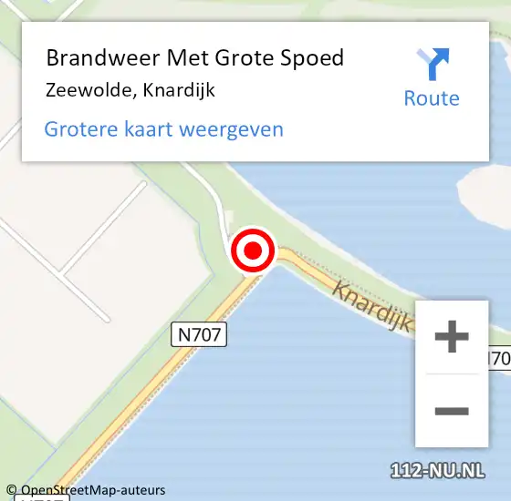 Locatie op kaart van de 112 melding: Brandweer Met Grote Spoed Naar Zeewolde, Knardijk op 13 augustus 2024 15:33