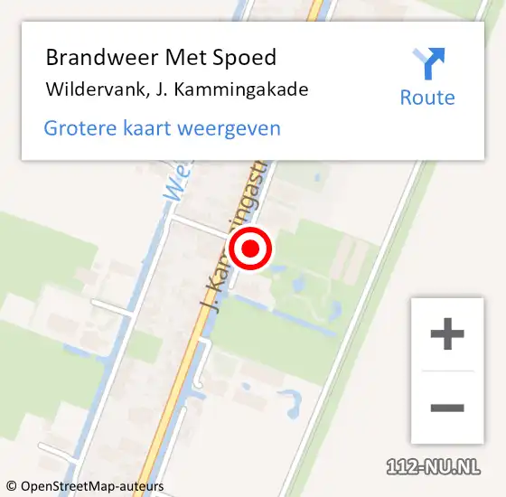 Locatie op kaart van de 112 melding: Brandweer Met Spoed Naar Wildervank, J. Kammingakade op 13 augustus 2024 15:38