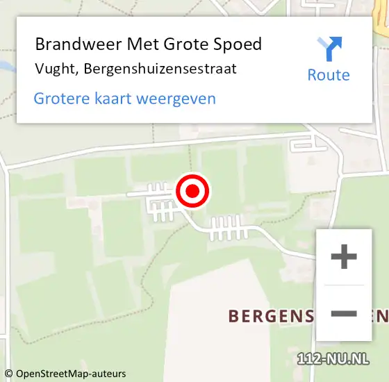 Locatie op kaart van de 112 melding: Brandweer Met Grote Spoed Naar Vught, Bergenshuizensestraat op 13 augustus 2024 15:54