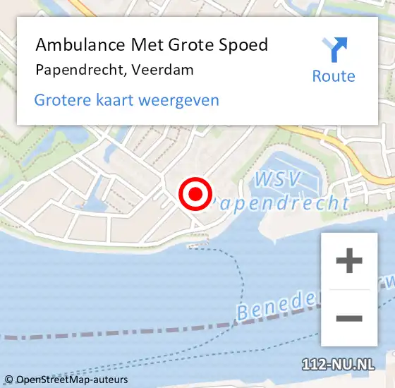 Locatie op kaart van de 112 melding: Ambulance Met Grote Spoed Naar Papendrecht, Veerdam op 13 augustus 2024 15:58