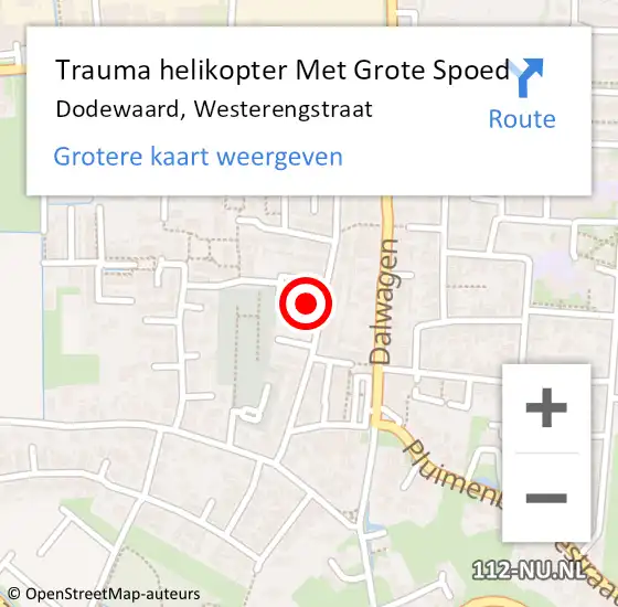 Locatie op kaart van de 112 melding: Trauma helikopter Met Grote Spoed Naar Dodewaard, Westerengstraat op 13 augustus 2024 16:05