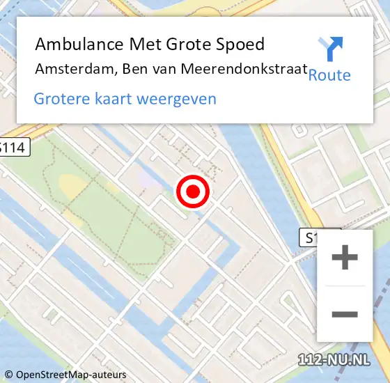 Locatie op kaart van de 112 melding: Ambulance Met Grote Spoed Naar Amsterdam, Ben van Meerendonkstraat op 13 augustus 2024 16:06