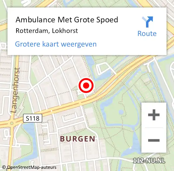 Locatie op kaart van de 112 melding: Ambulance Met Grote Spoed Naar Rotterdam, Lokhorst op 13 augustus 2024 16:08