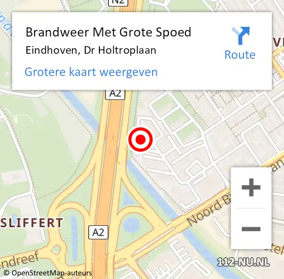 Locatie op kaart van de 112 melding: Brandweer Met Grote Spoed Naar Eindhoven, Dr Holtroplaan op 13 augustus 2024 16:09