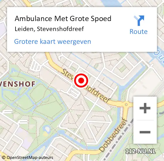 Locatie op kaart van de 112 melding: Ambulance Met Grote Spoed Naar Leiden, Stevenshofdreef op 13 augustus 2024 16:12